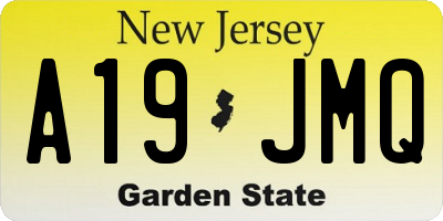 NJ license plate A19JMQ