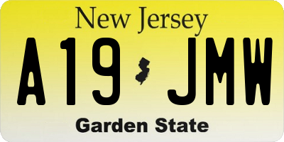 NJ license plate A19JMW