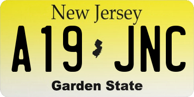 NJ license plate A19JNC