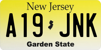 NJ license plate A19JNK