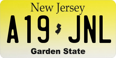 NJ license plate A19JNL