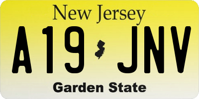NJ license plate A19JNV