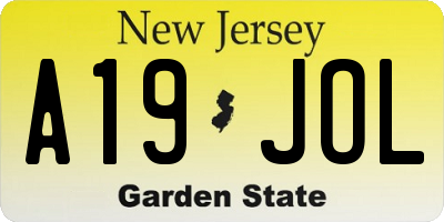 NJ license plate A19JOL