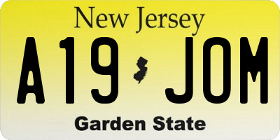 NJ license plate A19JOM
