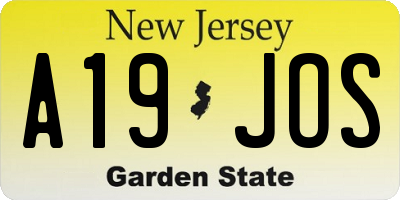 NJ license plate A19JOS