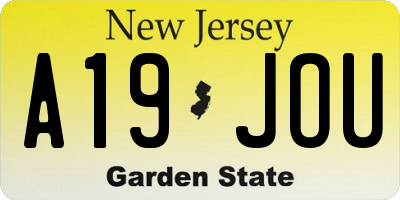 NJ license plate A19JOU