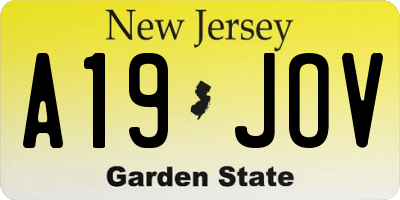 NJ license plate A19JOV