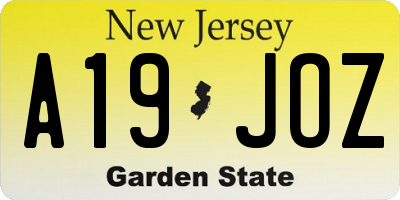 NJ license plate A19JOZ