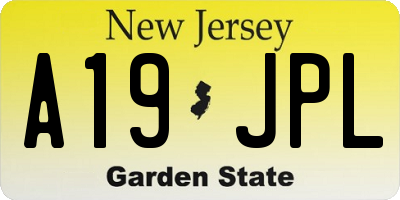 NJ license plate A19JPL