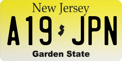 NJ license plate A19JPN