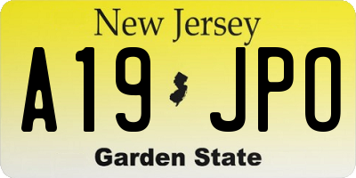 NJ license plate A19JPO