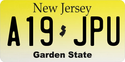 NJ license plate A19JPU