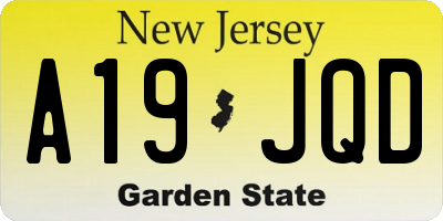 NJ license plate A19JQD