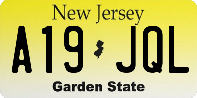 NJ license plate A19JQL