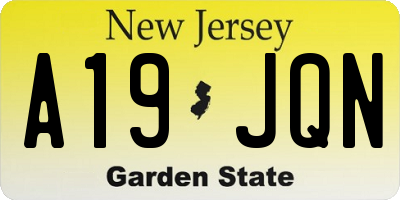 NJ license plate A19JQN