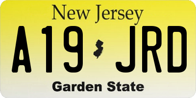NJ license plate A19JRD