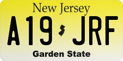 NJ license plate A19JRF