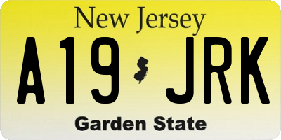 NJ license plate A19JRK