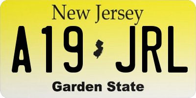 NJ license plate A19JRL