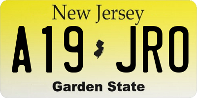 NJ license plate A19JRO