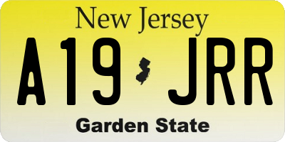 NJ license plate A19JRR