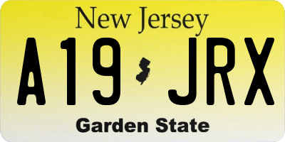 NJ license plate A19JRX