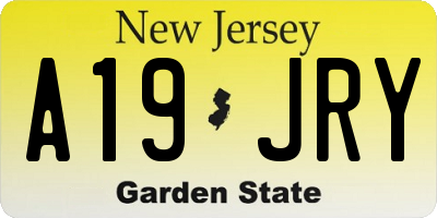 NJ license plate A19JRY