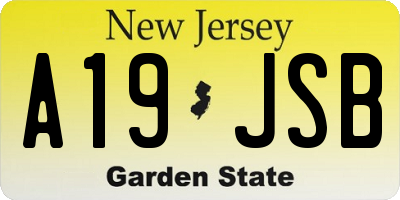 NJ license plate A19JSB