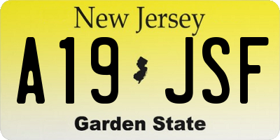 NJ license plate A19JSF