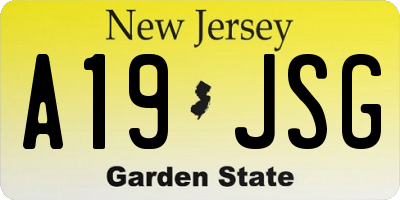 NJ license plate A19JSG