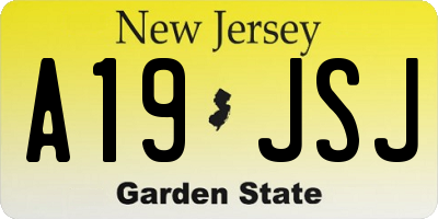 NJ license plate A19JSJ