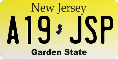 NJ license plate A19JSP