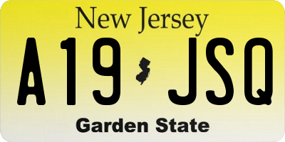 NJ license plate A19JSQ