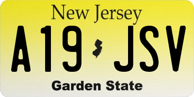 NJ license plate A19JSV