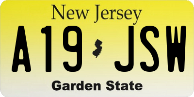 NJ license plate A19JSW