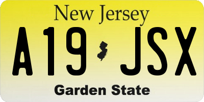 NJ license plate A19JSX