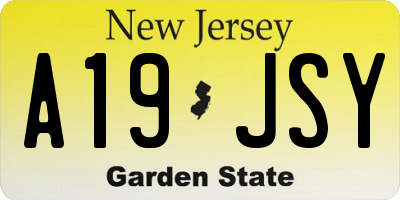 NJ license plate A19JSY