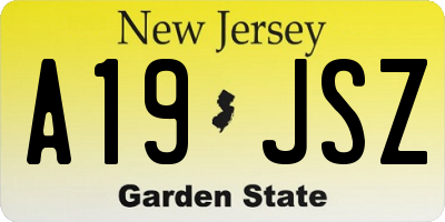 NJ license plate A19JSZ