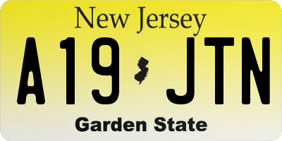 NJ license plate A19JTN