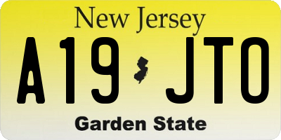 NJ license plate A19JTO