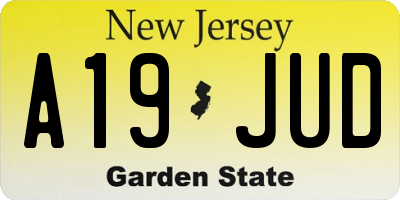 NJ license plate A19JUD
