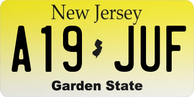 NJ license plate A19JUF
