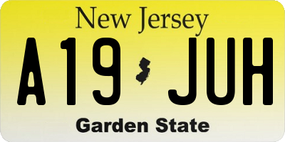 NJ license plate A19JUH