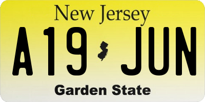 NJ license plate A19JUN