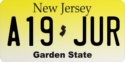 NJ license plate A19JUR