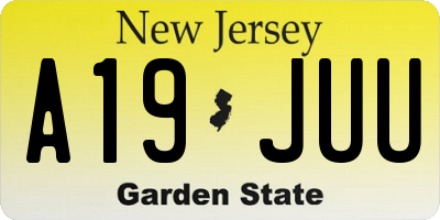 NJ license plate A19JUU