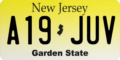 NJ license plate A19JUV