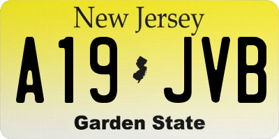 NJ license plate A19JVB