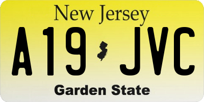 NJ license plate A19JVC