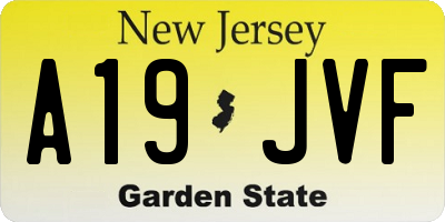 NJ license plate A19JVF